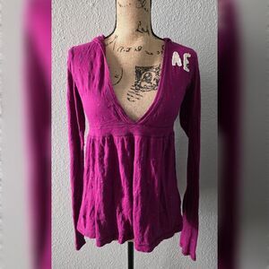 Vintage Y2K American Eagle Purple Babydoll Top  Size M